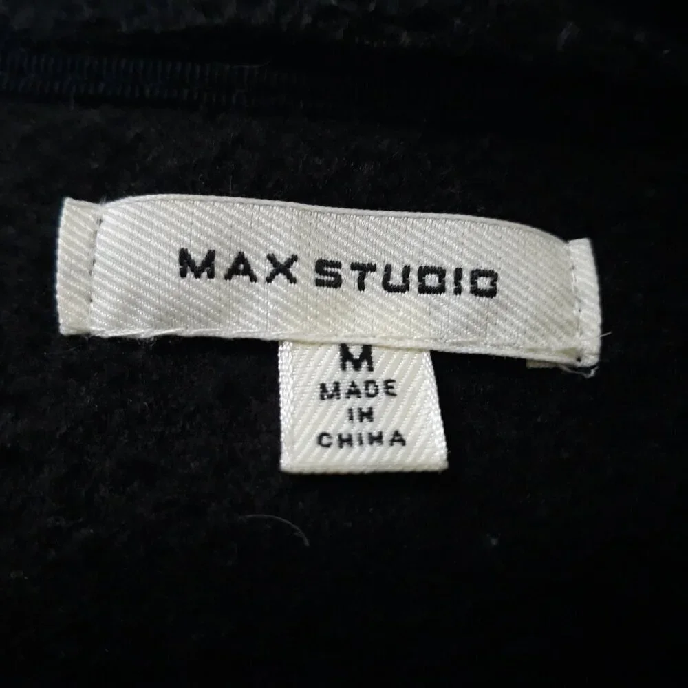 Max Studio Black Hooded Toggle Drop Shoulder Teddy Jacket M Fisherman Nautical